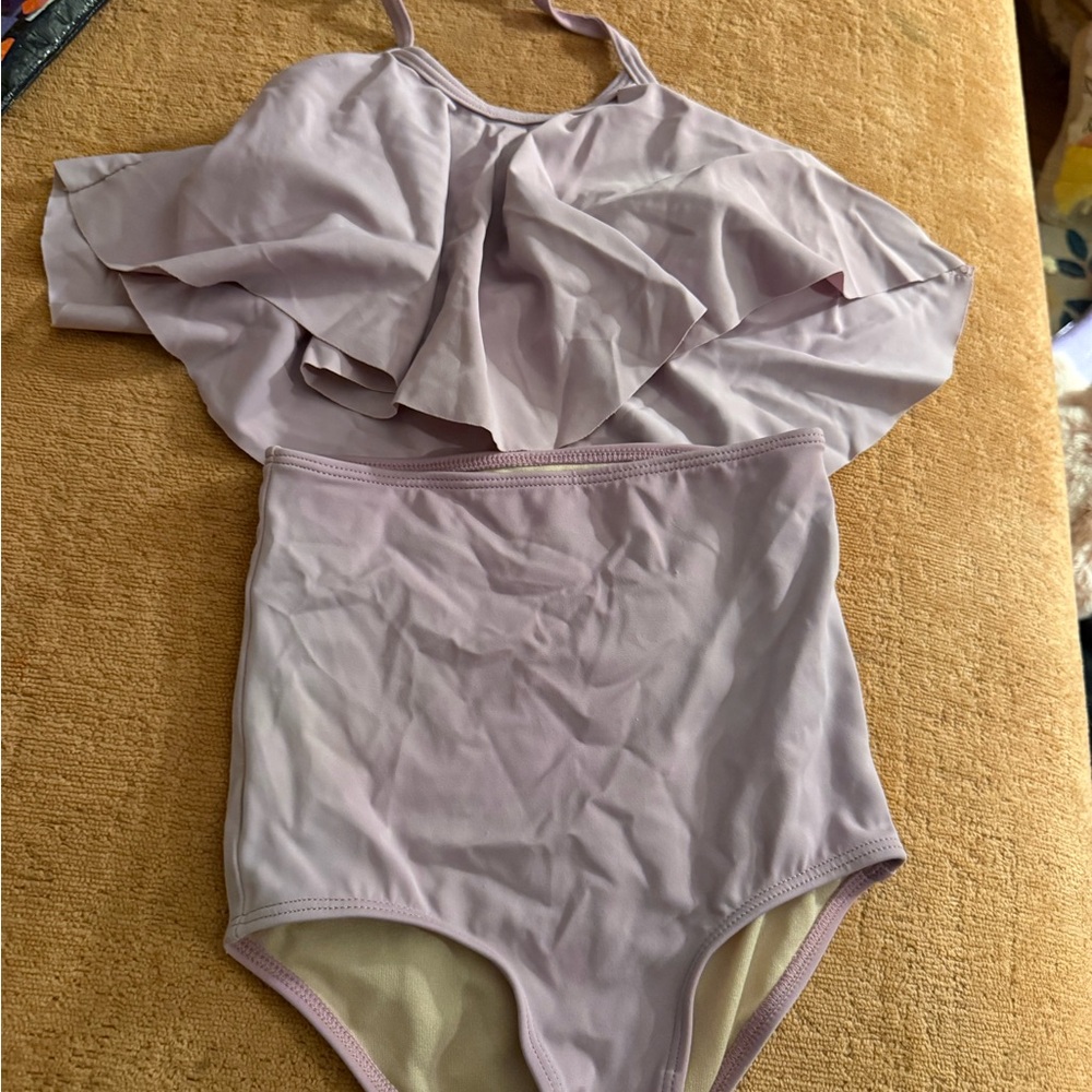 Kortni Jeane Flutter swim top and high waisted bottom